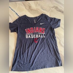 XL Blue Nike Indians V-Neck T-Shirt